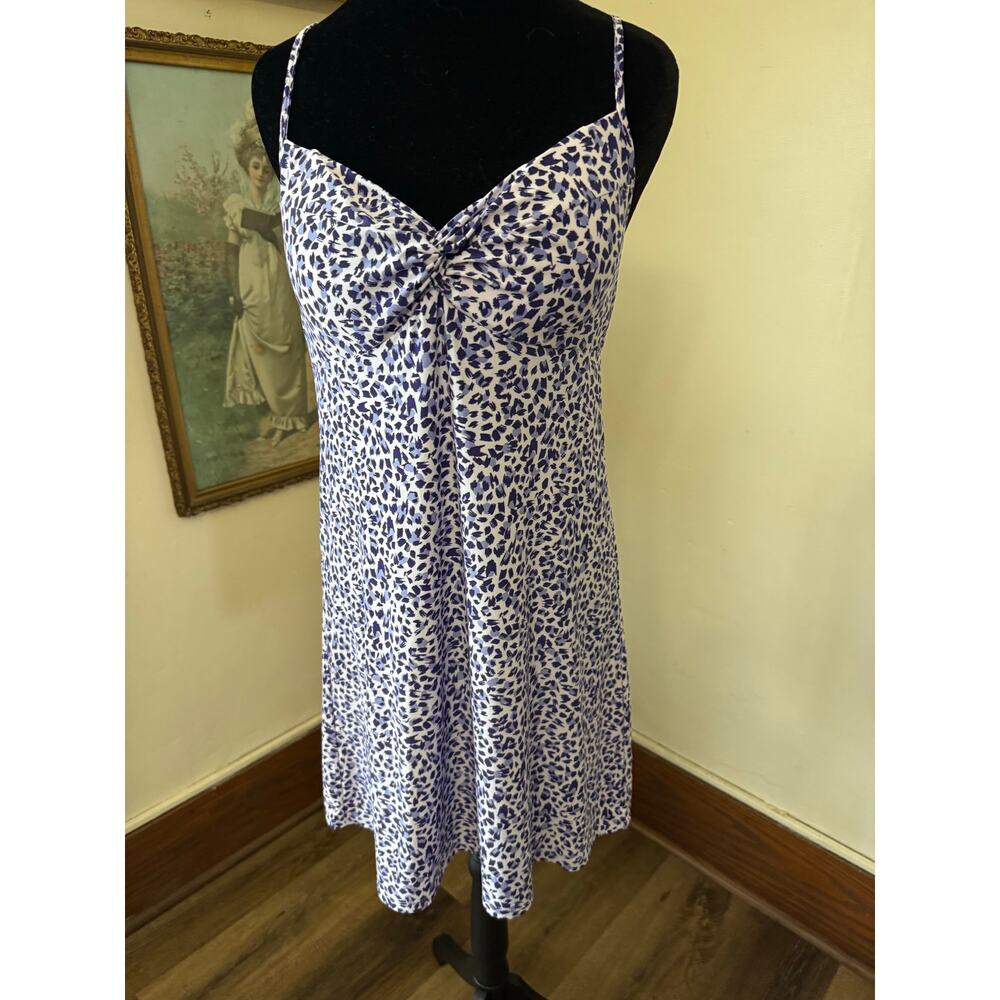 Alfani Intimates Purple Animal Print Twist Front Chemise Dress Size M